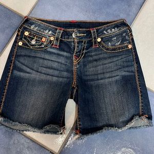 True Religion mid cut off Jean shorts
